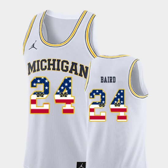 #24 C.J. Baird USA Flag Wolverines College Basketball Men White Jersey 231427-557