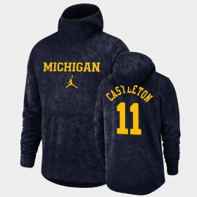 #11 Colin Castleton Basketball Spotlight Michigan Pullover Team Logo Men Navy Hoodie 558746-384 #11 Colin Castleton Basketball Spotlight Michigan Pullover Team Logo Men Navy Hoodie 558746-384