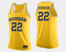 #22 Duncan Robinson College Basketball Michigan Jordan Brand Men's Maize Jersey 741937-452