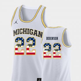 #22 Duncan Robinson USA Flag Michigan College Basketball Mens White Jersey 423549-874