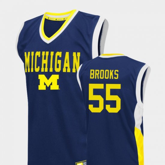 #55 Eli Brooks Fadeaway University of Michigan College Basketball Men Blue Jersey 400585-791