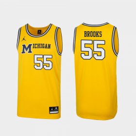 #55 Eli Brooks Replica Michigan 1989 Throwback College Basketball Mens Maize Jersey 753054-522