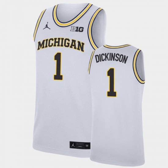 #1 Hunter Dickinson Replica Michigan College Basketball Men White Jersey 291733-283