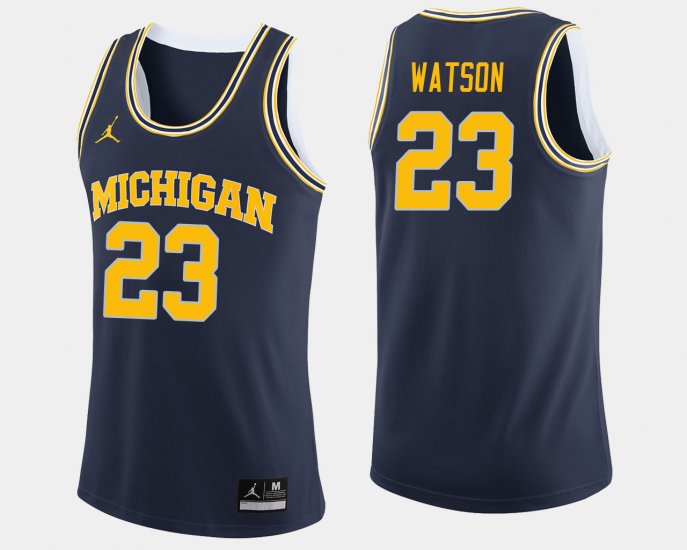 #23 Ibi Watson College Basketball Michigan Wolverines Jordan Brand Men\'s Navy Jersey 381837-441