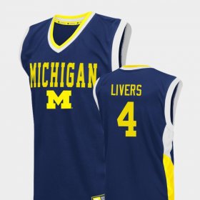 #4 Isaiah Livers Fadeaway Michigan College Basketball Mens Blue Jersey 420904-688