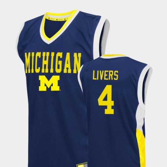 #4 Isaiah Livers Fadeaway Michigan College Basketball Mens Blue Jersey 420904-688