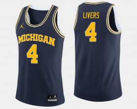 #4 Isaiah Livers College Basketball Michigan Wolverines Jordan Brand Men's Navy Jersey 238568-951