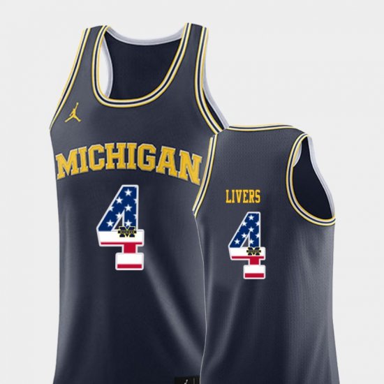 #4 Isaiah Livers USA Flag Wolverines College Basketball Men Navy Jersey 606780-328