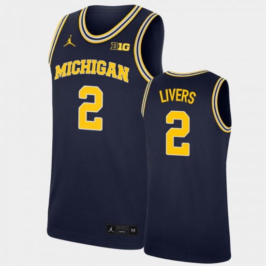 #2 Isaiah Livers Replica Michigan College Basketball Men\'s Navy Jersey 461739-816