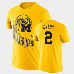 #2 Isaiah Livers Retro Basketball Michigan Men Maize T-Shirt 595358-664 #2 Isaiah Livers Retro Basketball Michigan Men Maize T-Shirt 595358-664