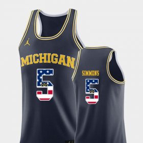 #5 Jaaron Simmons USA Flag University of Michigan College Basketball Mens Navy Jersey 580394-164