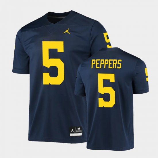 #5 Jabrill Peppers Game Michigan Men\'s Navy Jersey 800346-277