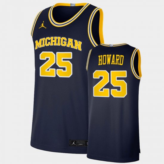 #25 Jace Howard College Basketball Michigan Wolverines 2021 Basketball Dri-FIT Swingman Men\'s Navy Jersey 325629-183