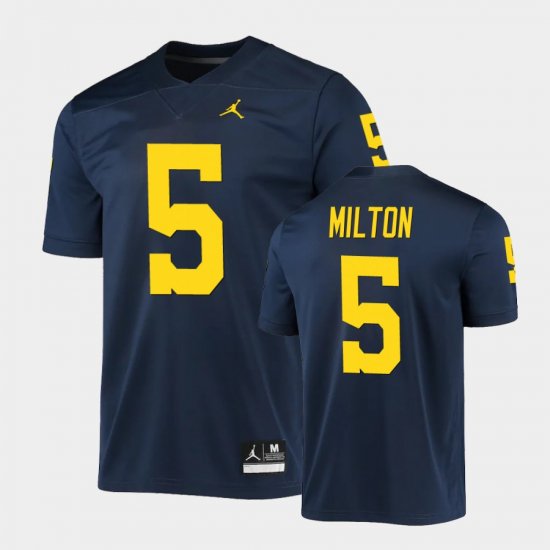 #5 Joe Milton Game Michigan Wolverines Mens Navy Jersey 601424-307