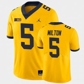 #5 Joe Milton Game Michigan Wolverines College Football Mens Yellow Jersey 668983-118