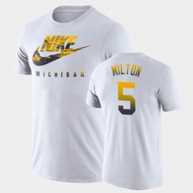 #5 Joe Milton Spring Break Futura Michigan Mens White T-Shirt 568597-524 #5 Joe Milton Spring Break Futura Michigan Mens White T-Shirt 568597-524