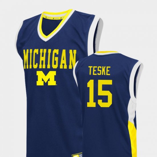 #15 Jon Teske Fadeaway Michigan College Basketball Men\'s Blue Jersey 681392-475