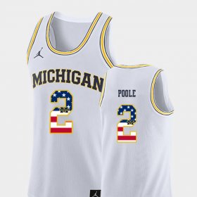 #2 Jordan Poole USA Flag Michigan Wolverines College Basketball Men White Jersey 523619-828