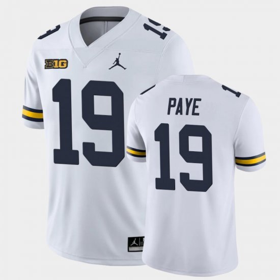 #19 Kwity Paye Game University of Michigan College Football Men\'s White Jersey 236388-217