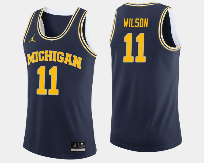 #11 Luke Wilson College Basketball Michigan Wolverines Jordan Brand Men\'s Navy Jersey 744931-806