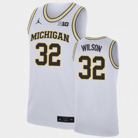 #32 Luke Wilson Replica Michigan College Basketball Men's White Jersey 719133-637