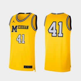 #41 Retro Limited Wolverines Jordan Brand College Basketball Mens Maize Jersey 145604-948