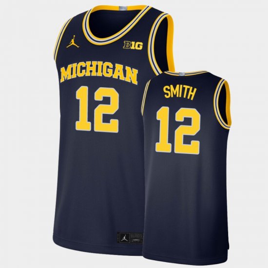 #12 Mike Smith Limited Michigan Basketball Men\'s Navy Jersey 165028-422