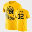 #12 Mike Smith Retro Basketball Michigan Wolverines Mens Maize T-Shirt 745142-730