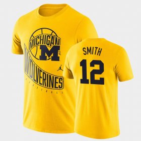#12 Mike Smith Retro Basketball Michigan Wolverines Mens Maize T-Shirt 745142-730 #12 Mike Smith Retro Basketball Michigan Wolverines Mens Maize T-Shirt 745142-730