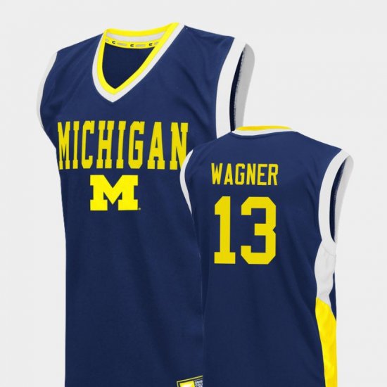 #13 Moritz Wagner Fadeaway Michigan Wolverines College Basketball Men\'s Blue Jersey 224427-408