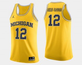 #12 Muhammad-Ali Abdur-Rahkman College Basketball Michigan Jordan Brand Men Maize Jersey 633766-387