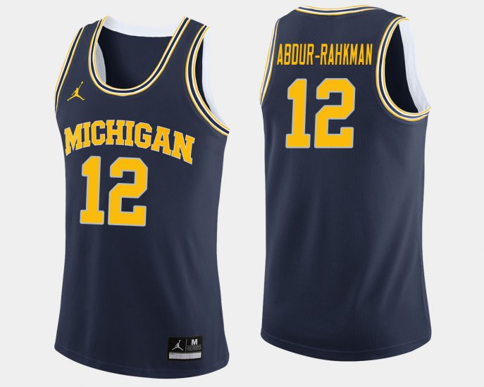 #12 Muhammad-Ali Abdur-Rahkman College Basketball University of Michigan Jordan Brand Men\'s Navy Jersey 918256-618