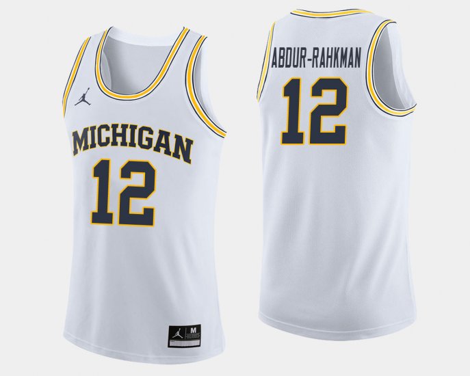 #12 Muhammad-Ali Abdur-Rahkman College Basketball University of Michigan Jordan Brand Men\'s White Jersey 250163-203