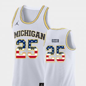 #25 Naji Ozeir USA Flag Michigan Wolverines College Basketball Men White Jersey 939061-917