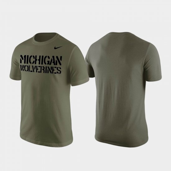 Stencil Wordmark Michigan Men Olive T-Shirt 242119-690