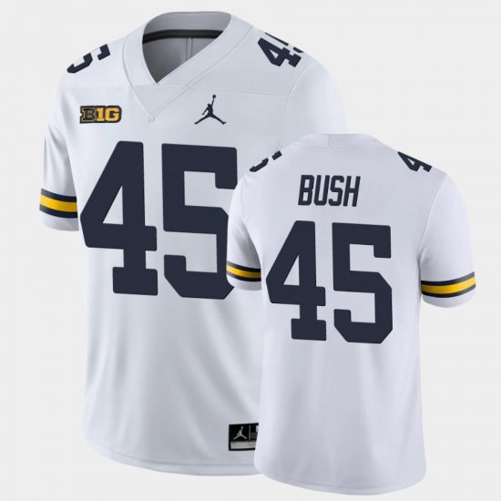 #45 Peter Bush College Football University of Michigan Game Men\'s White Jersey 513920-723