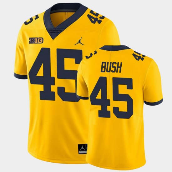 #45 Peter Bush Game University of Michigan College Football Men\'s Yellow Jersey 612428-306