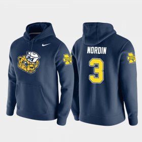 #3 Quinn Nordin Vault Logo Club Michigan Pullover Men's Navy Hoodie 628968-157 #3 Quinn Nordin Vault Logo Club Michigan Pullover Men's Navy Hoodie 628968-157