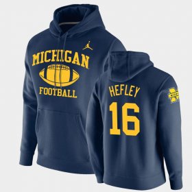 #16 Ren Hefley Retro Football Michigan Pullover Men's Navy Hoodie 686769-663 #16 Ren Hefley Retro Football Michigan Pullover Men's Navy Hoodie 686769-663