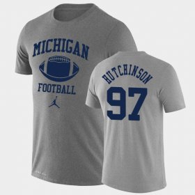 #97 Aidan Hutchinson Retro Football Wolverines Lockup Legend Performance Mens Heathered Gray T-Shirt 459873-743 #97 Aidan Hutchinson Retro Football Wolverines Lockup Legend Performance Mens Heathered Gray T-Shirt 459873-743
