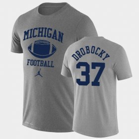 #37 Dane Drobocky Retro Football Wolverines Lockup Legend Performance Men Heathered Gray T-Shirt 559773-387 #37 Dane Drobocky Retro Football Wolverines Lockup Legend Performance Men Heathered Gray T-Shirt 559773-387