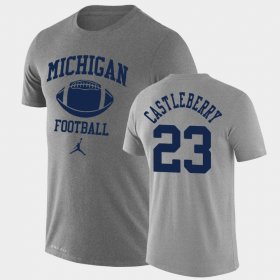 #23 Jordan Castleberry Retro Football Michigan Wolverines Lockup Legend Performance Mens Heathered Gray T-Shirt 133187-508 #23 Jordan Castleberry Retro Football Michigan Wolverines Lockup Legend Performance Mens Heathered Gray T-Shirt 133187-508