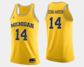 #14 Rico Ozuna-Harrison College Basketball Michigan Wolverines Jordan Brand Men's Maize Jersey 881828-381