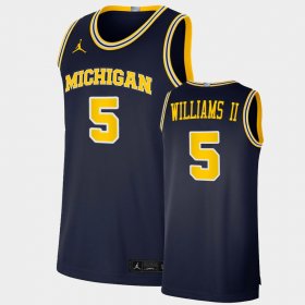 #5 Terrance Williams II College Basketball Michigan 2021 Basketball Dri-FIT Swingman Men Navy Jersey 989898-726