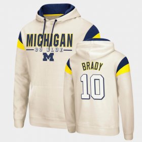 #10 Tom Brady Fortress Michigan Wolverines Pullover Men's Cream Hoodie 861582-620 #10 Tom Brady Fortress Michigan Wolverines Pullover Men's Cream Hoodie 861582-620