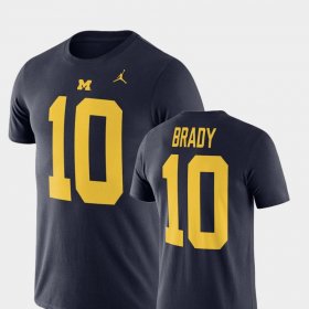 #10 Tom Brady Name and Number Michigan Jordan Football Performance Men's Navy T-Shirt 902920-797 #10 Tom Brady Name and Number Michigan Jordan Football Performance Men's Navy T-Shirt 902920-797