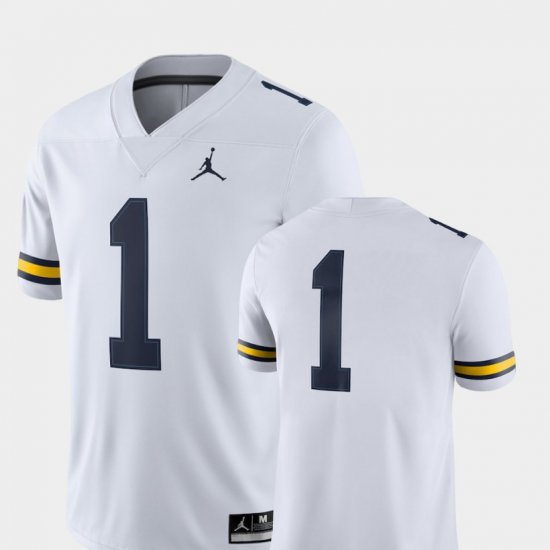 #1 College Football Michigan Wolverines 2018 Game Jordan Brand Men White Jersey 206106-155