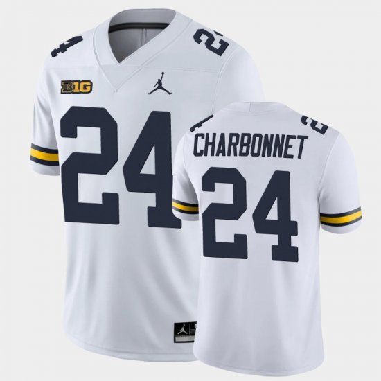 #24 Zach Charbonnet College Football University of Michigan Game Mens White Jersey 420835-946