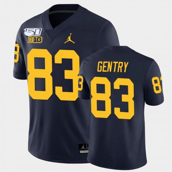 #83 Zach Gentry College Football University of Michigan Alumni Player Game Men\'s Navy Jersey 212497-300