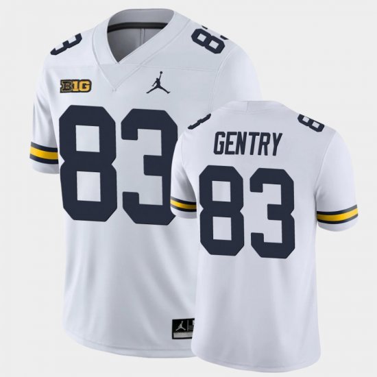 #83 Zach Gentry College Football Michigan Game Men\'s White Jersey 134216-948